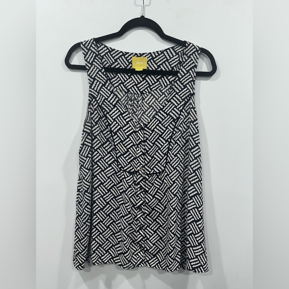 Maeve Black and White Patterned Top